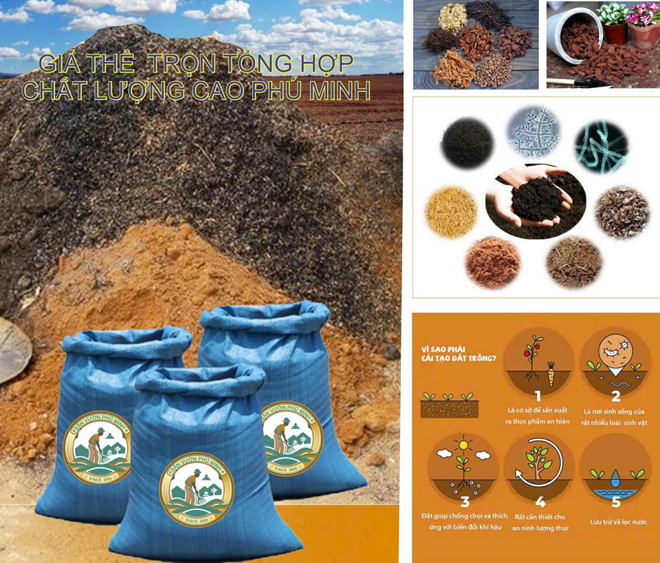 giá thể sân vườn phú minh