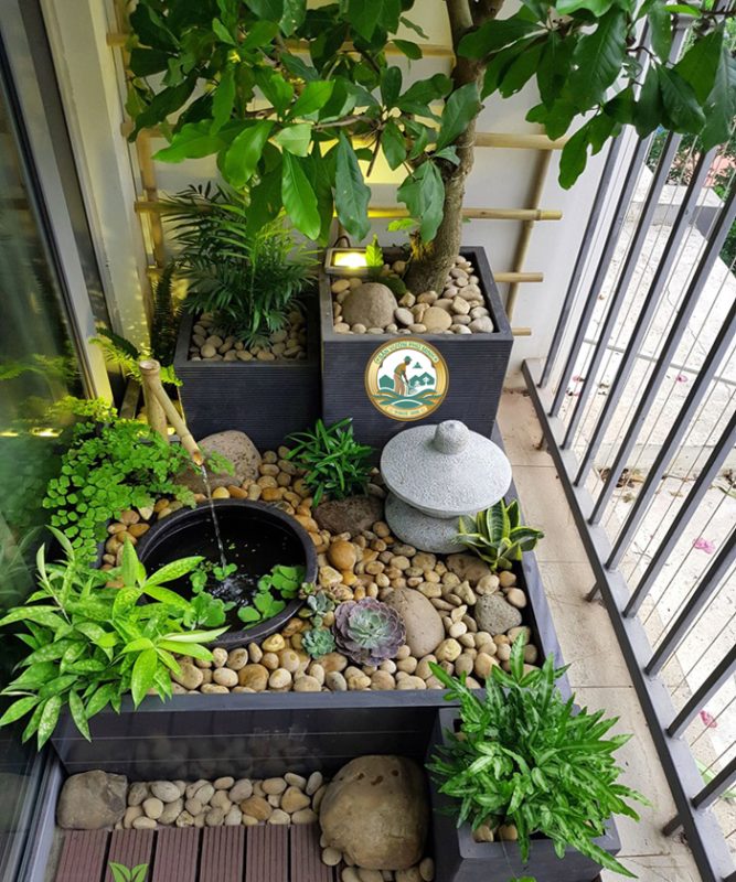 thi công tiểu cảnh ban công chung cư