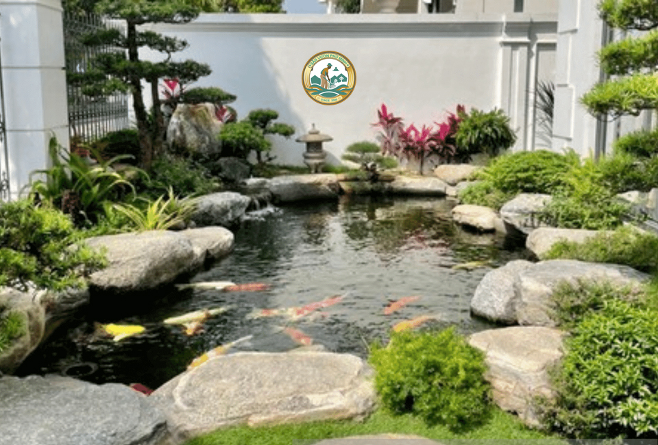 đá cuội Vân Mây hồ cá koi