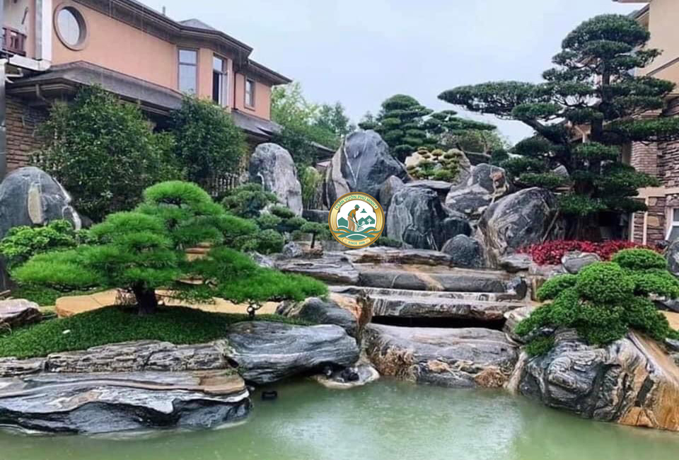 đá cuội Vân Mây Trang trí sân vườn